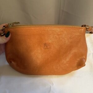 Il Bisonte Crossbody Rectangle Shoulder Bag Purse One Point Camel Brown Italy